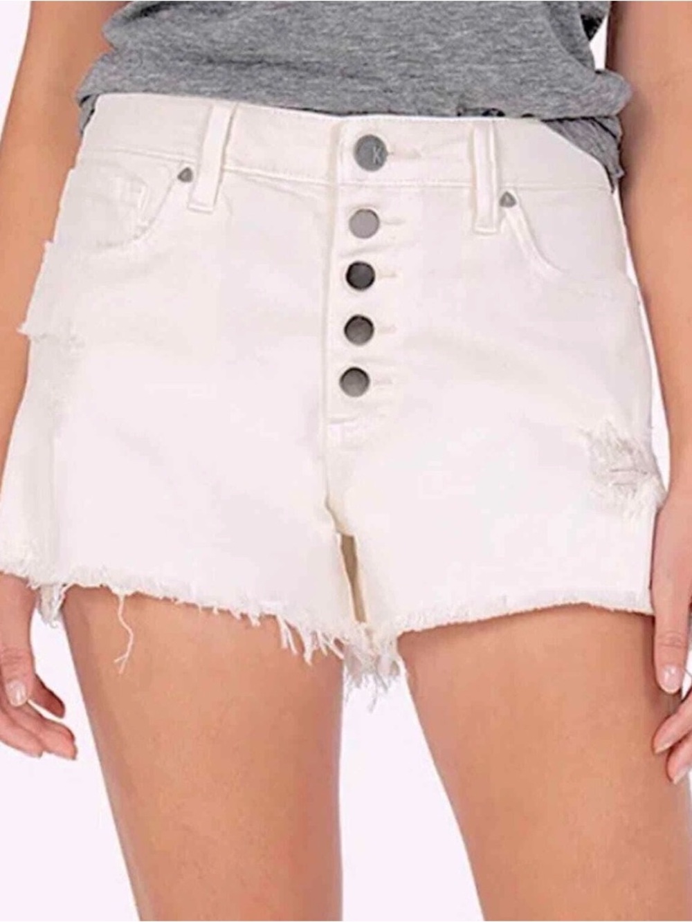 KUT From The Kloth Jane High Rise Distressed White Denim Shorts Women’s Size 4